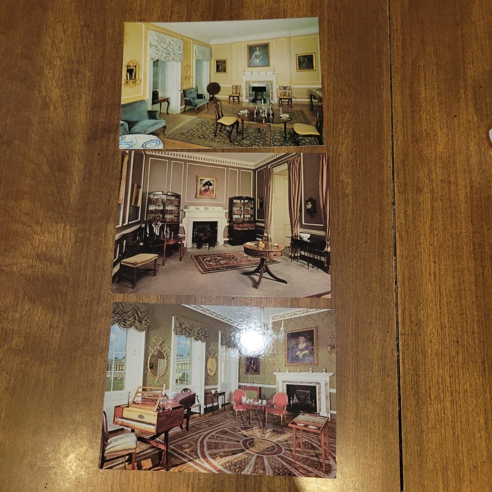 Vintage No. 1 Royal Crescent Bath Postcard Lot of 3 Drawing Room Library Dining
